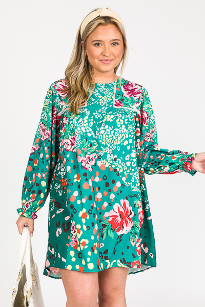 Party Pops Boho Dress, Green