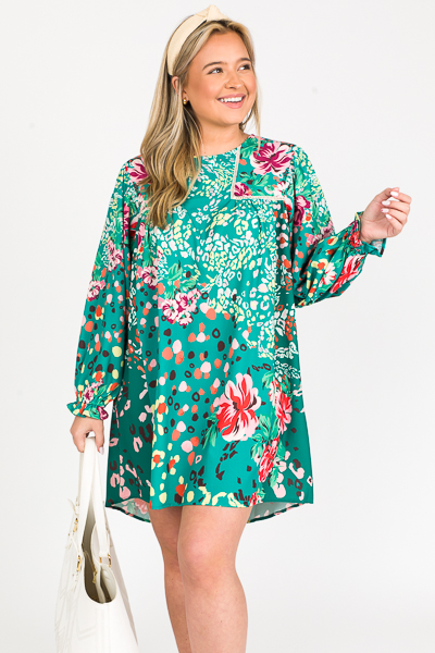 Party Pops Boho Dress, Green