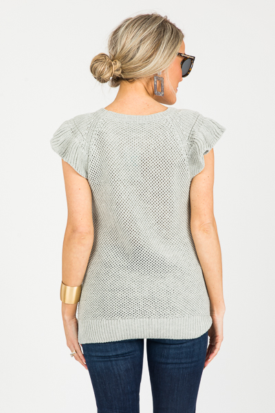 Flutter Sleeve Sweater, Grey