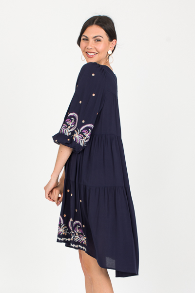 Layla Embroidery Dress, Navy