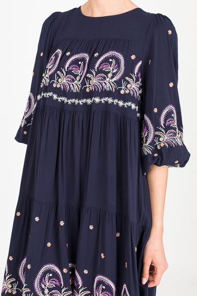 Layla Embroidery Dress, Navy