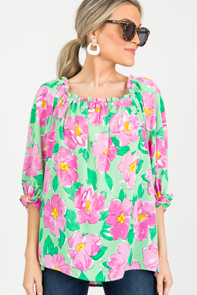 Kori Floral Blouse, Green