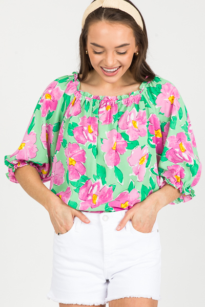 Kori Floral Blouse, Green