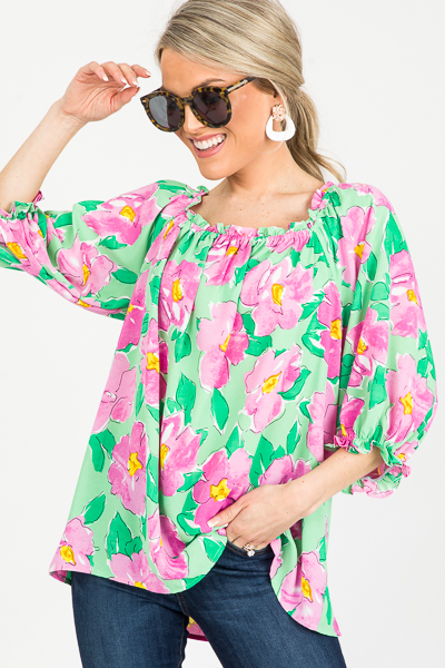 Kori Floral Blouse, Green