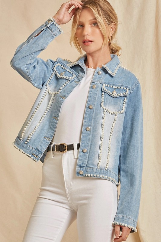 Pearl Studded Denim Jacket