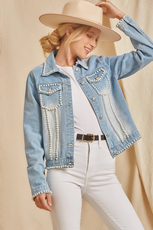 Pearl Studded Denim Jacket