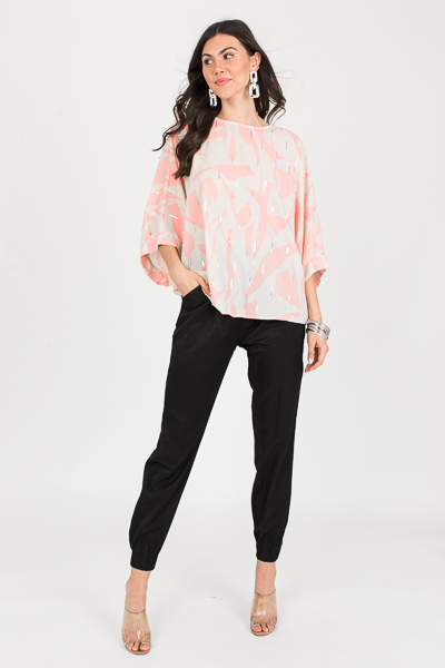 Metallic Loose Blouse, Coral