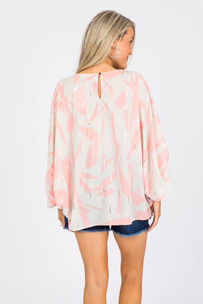 Metallic Loose Blouse, Coral