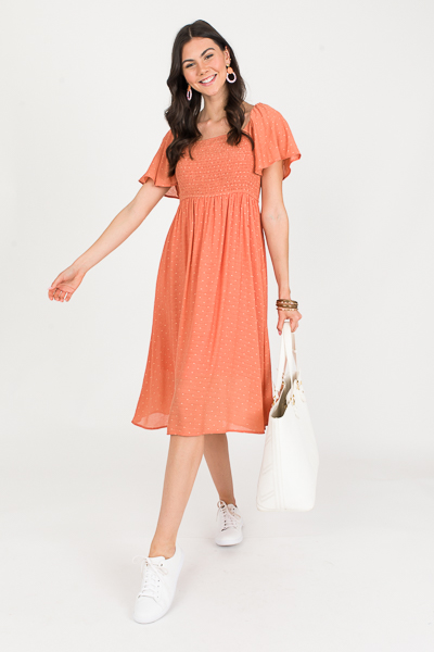 Ellen Smock Dress, Orange