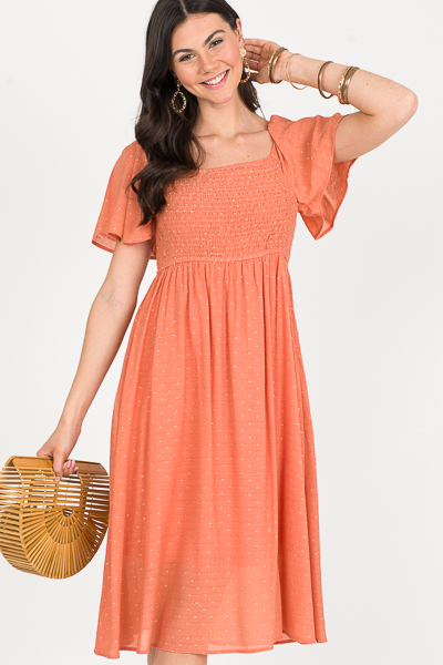 Ellen Smock Dress, Orange