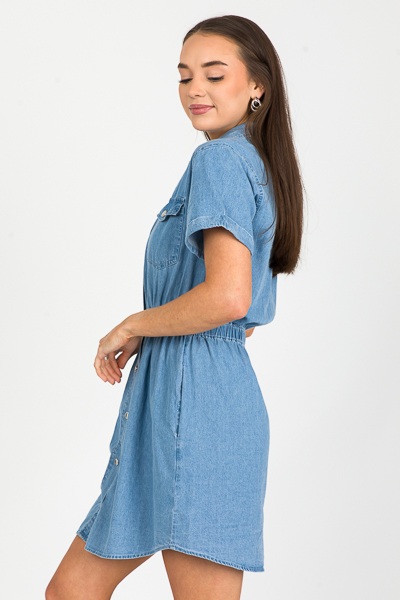 Cinch Waist Denim Dress