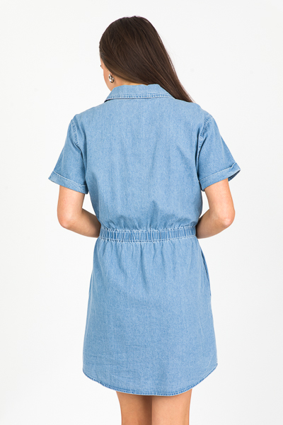 Cinch Waist Denim Dress