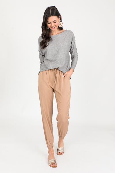 Constance Smooth Joggers, Taupe