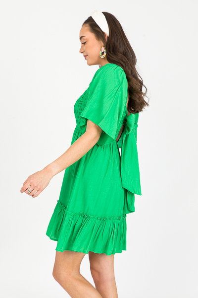 Tie Back Smock Dress, Kelly Green