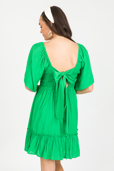 Tie Back Smock Dress, Kelly Green