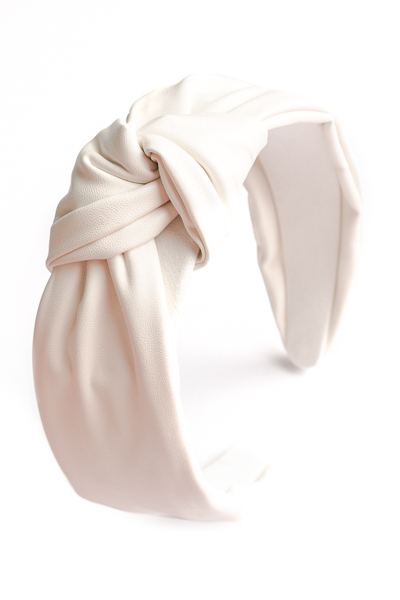Leather Knotted Headband, White
