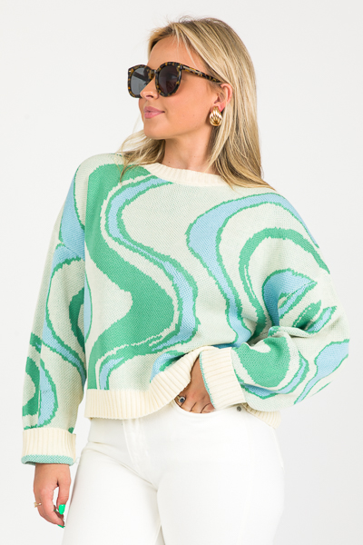 River Bend Sweater, Cream Green