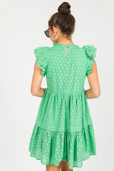 Inner Circle Eyelet Dress, Green