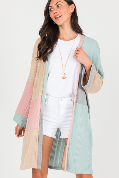 Colorblock Rib Knit Cardigan