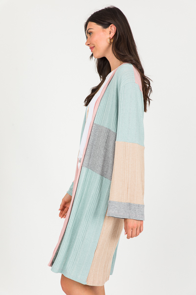 Colorblock Rib Knit Cardigan