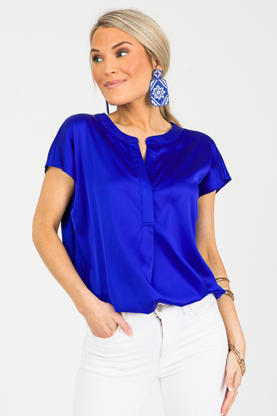 Channing Satin Blouse, Royal