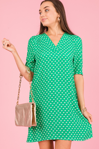 Hazel Dress, Green Print