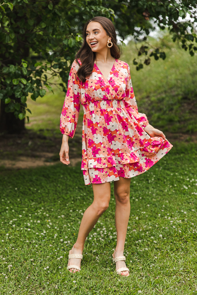 Carolyn Dress, Pink Floral - SALE - The Blue Door Boutique