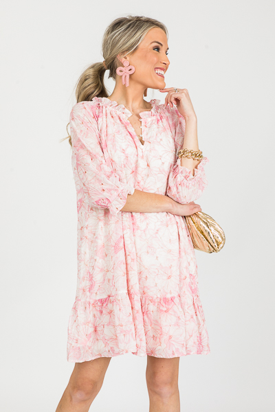 Embroidered Floral Dress, Pink