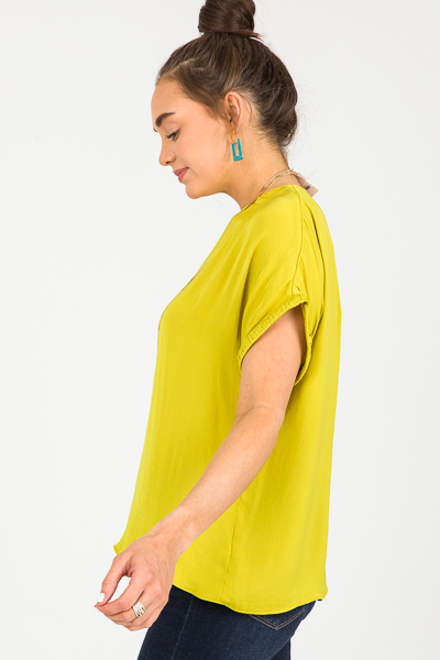 Janelle Satin Blouse, Chartreuse