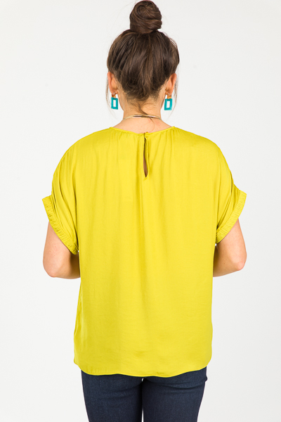 Janelle Satin Blouse, Chartreuse