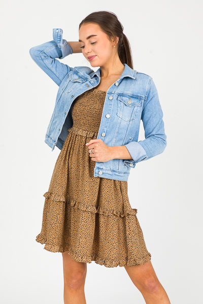 Spotty Smock Dress, Taupe