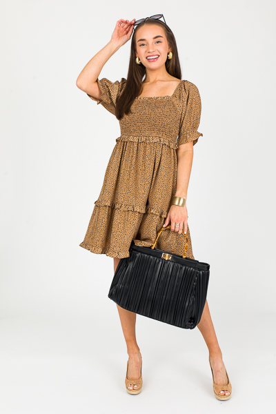 Spotty Smock Dress, Taupe