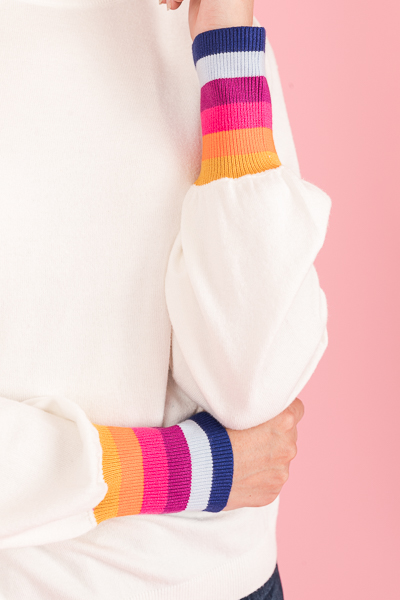 Rainbow Cuff Sweater, Cream