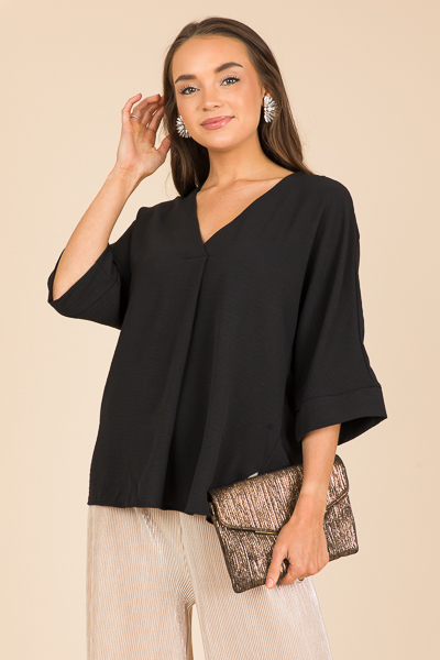 Pixie Pleat Top, Black