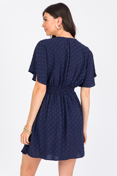 Texture Spots Dress, Navy - New Arrivals - The Blue Door Boutique