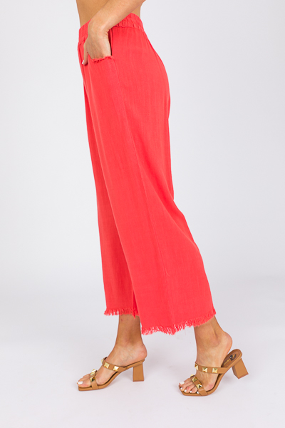 Cropped Linen Pant, Coral