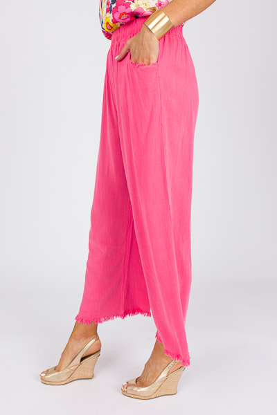 Cropped Linen Pant, Bubble Pink