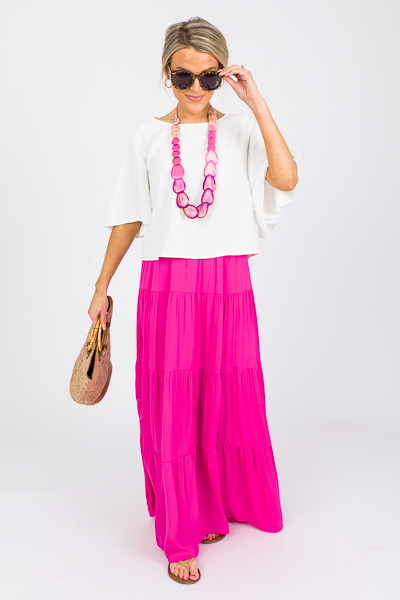 Silky Maxi Skirt, Flamingo Pink