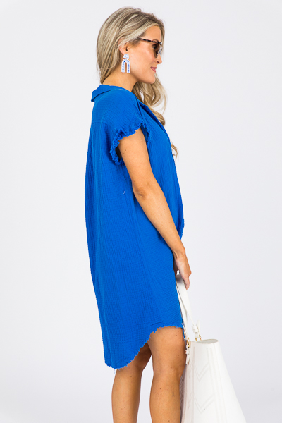 Gauze Shirt Dress, Sapphire