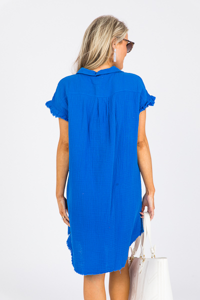 Gauze Shirt Dress, Sapphire