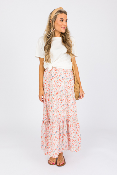 Smock Waist Floral Maxi Skirt