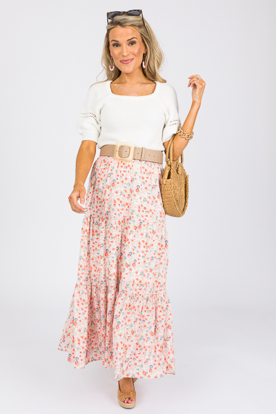 Smock Waist Floral Maxi Skirt