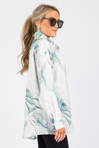 Marble Button Down, Sage