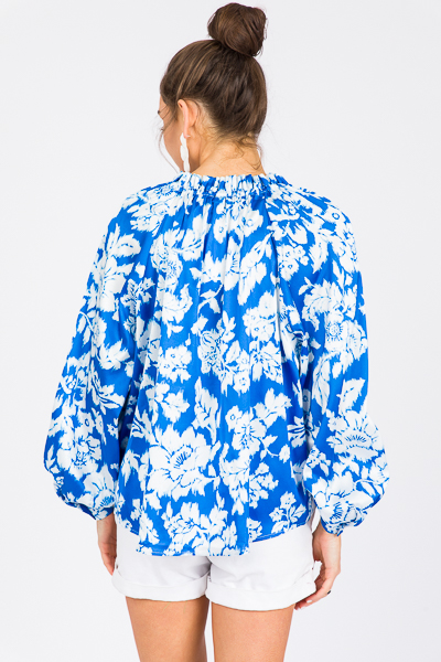 Smooth Blue Floral Blouse