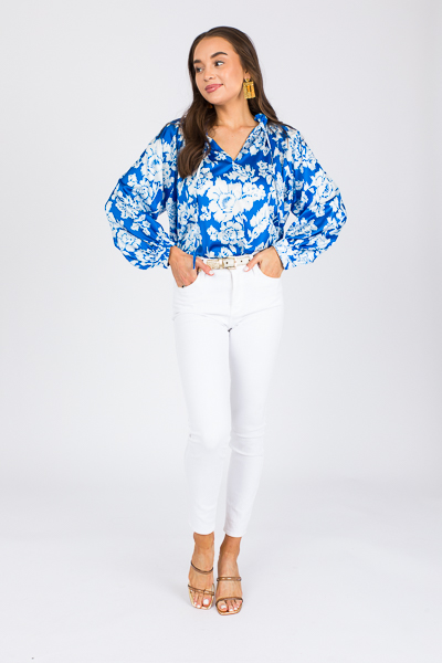 Smooth Blue Floral Blouse