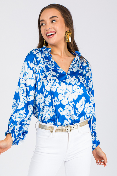 Smooth Blue Floral Blouse