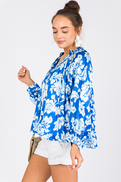 Smooth Blue Floral Blouse