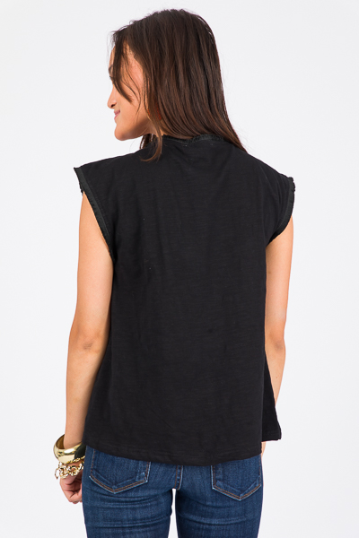 Knit Embroidery Tee, Black