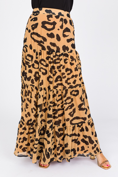 Leopard chiffon 2024 maxi skirt