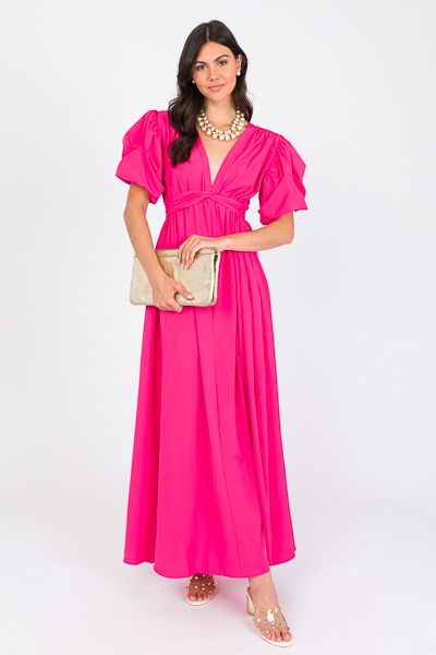 Meg Draw Waist Maxi, Hot Pink